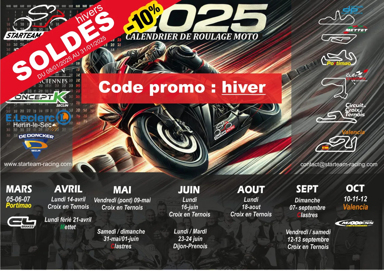 Offre spéciale Hiver 2025 : -10% sur tous vos roulages moto !